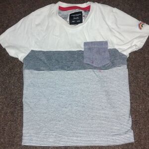 Denim & Flower White and Blue Striped Short Sleeve Tee